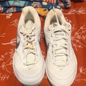 Nike White Low-Top Sneakers with Gray Swoosh